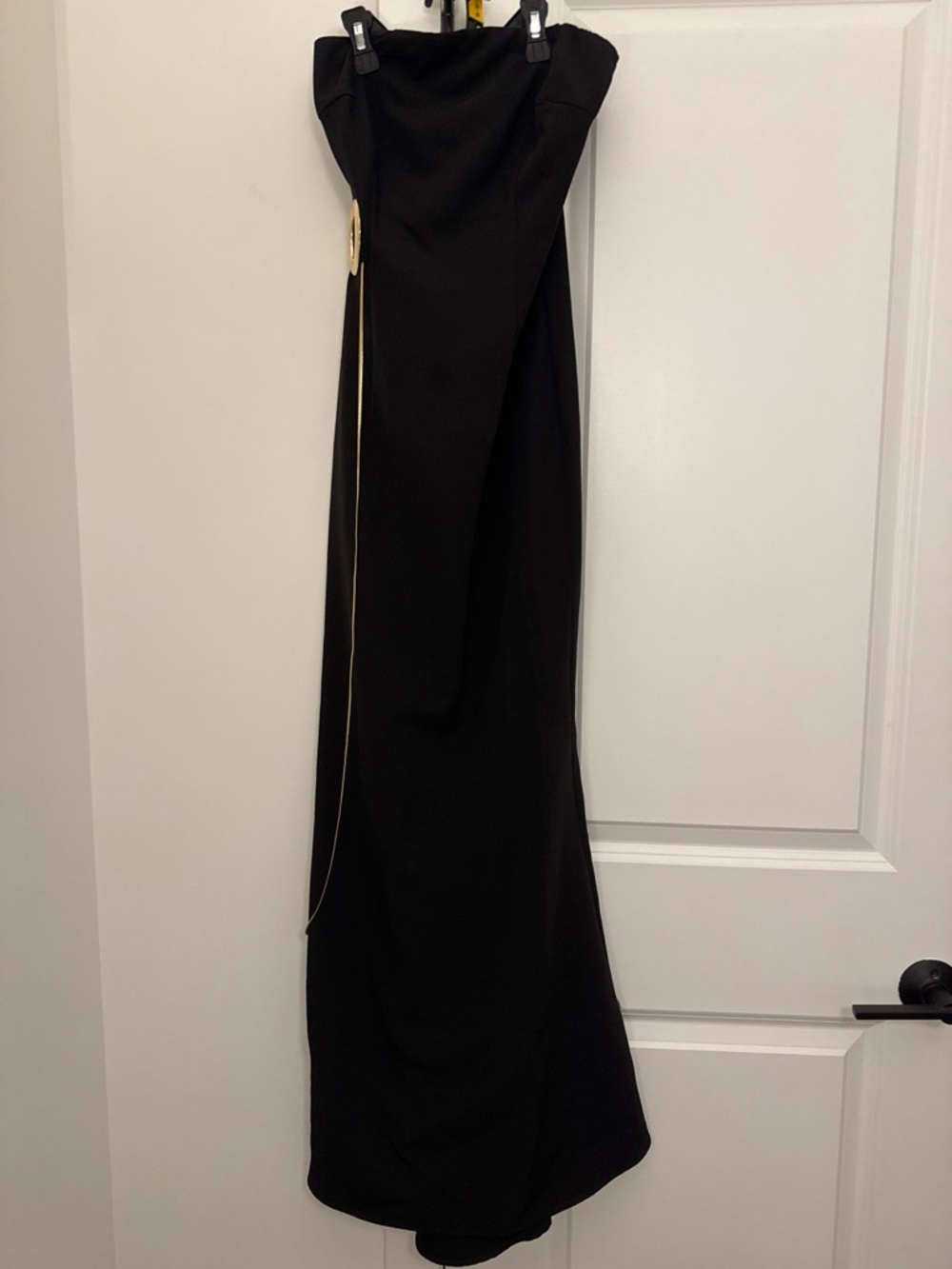 Beautiful Mare Mare Strapless Black Evening Gown with Gold Accent - Picture 3 of 5